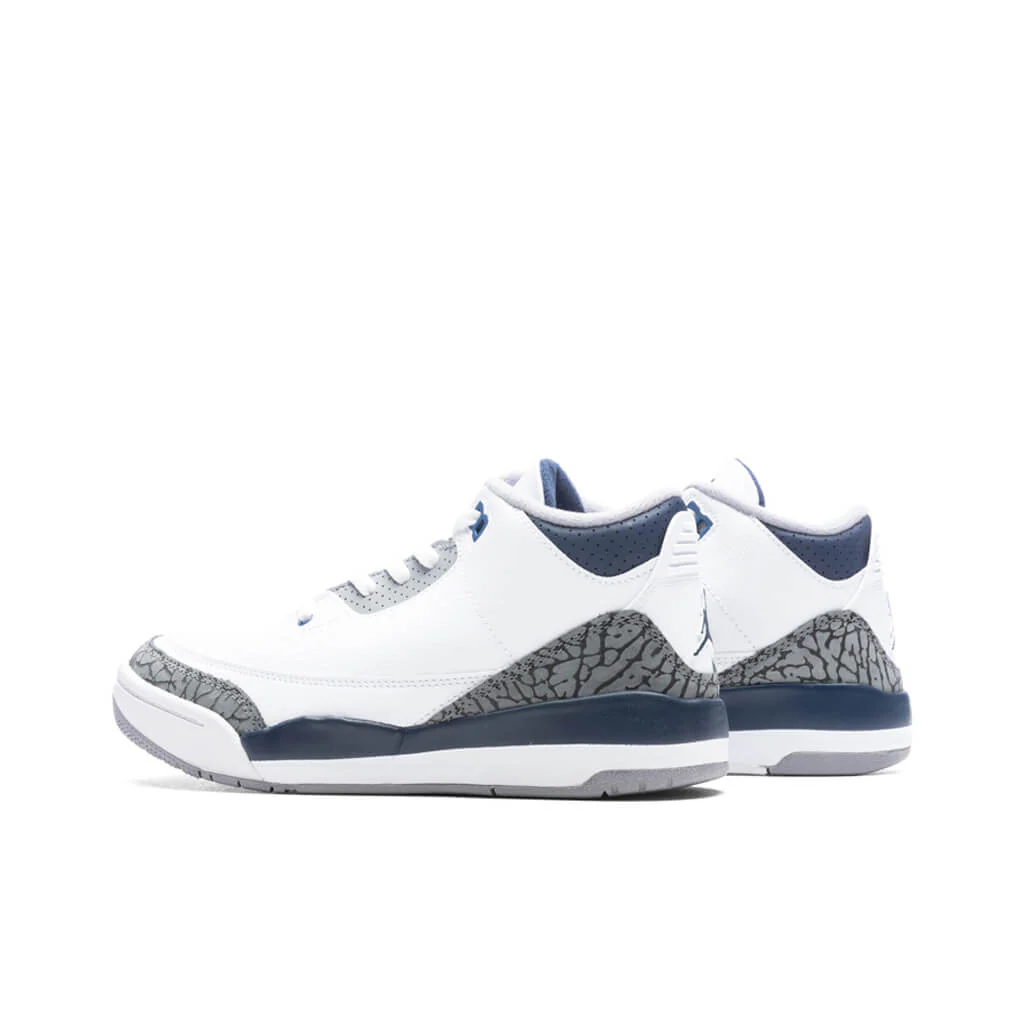 Air Jordan 3 Retro (PS) - White/Midnight Navy/Cement Grey - Image 3