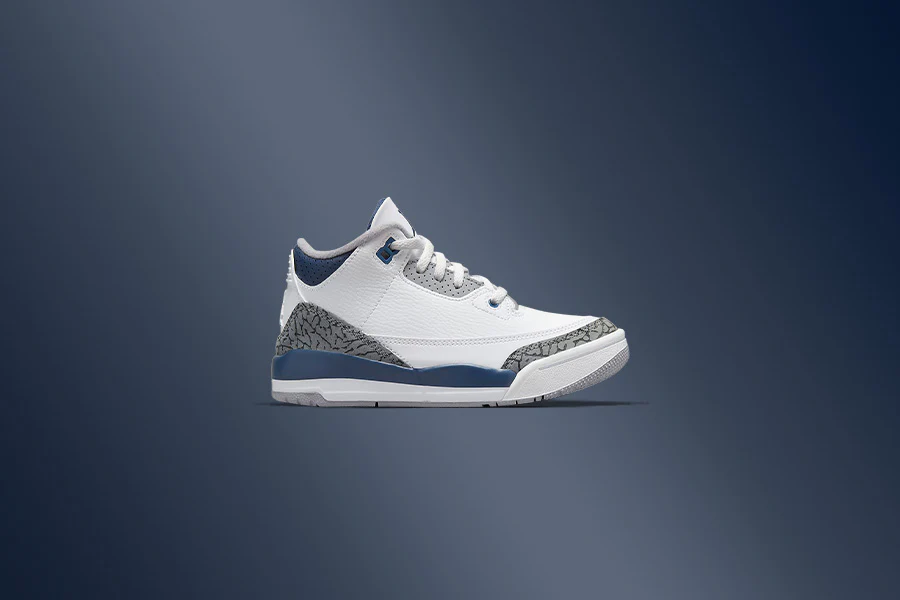Air Jordan 3 Retro (PS) - White/Midnight Navy/Cement Grey - Image 5