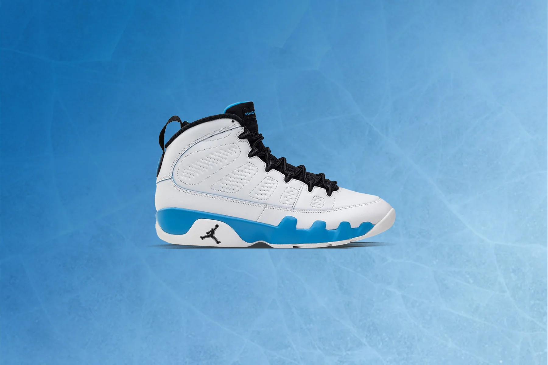 Air Jordan 9 Retro 'Powder Blue' (GS) - Summit White/Black/Dark Powder Blue - Image 2
