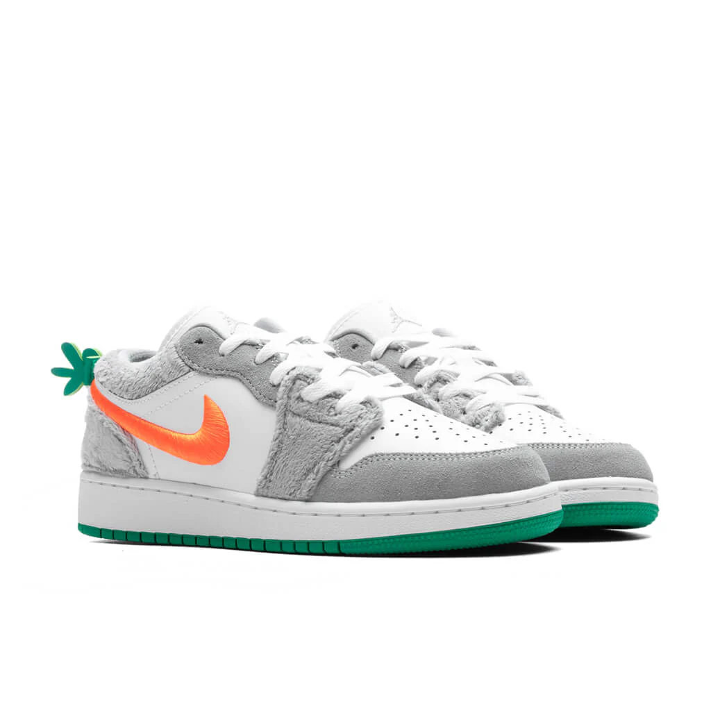 Air Jordan 1 Low SE 'Rabbit' (GS) - Light Smoke Grey/Total Orange/White - Image 2