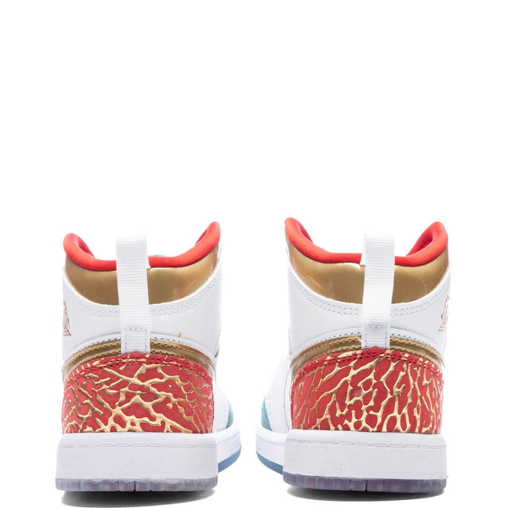 Air Jordan 1 Mid SE (GS) - White/Metallic Gold/University Red - Image 4
