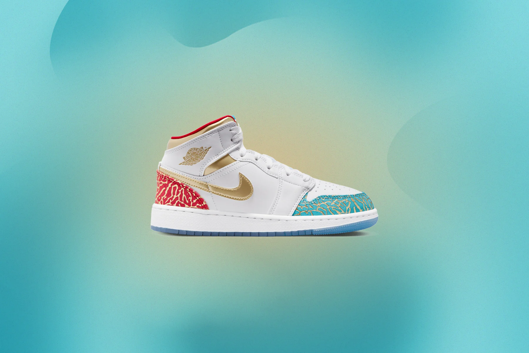 Air Jordan 1 Mid SE (GS) - White/Metallic Gold/University Red - Image 5