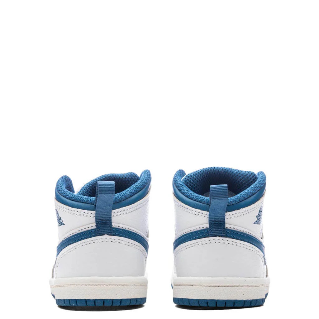 Air Jordan 1 Mid SE (TD) - White/Industrial Blue/Sail - Image 4