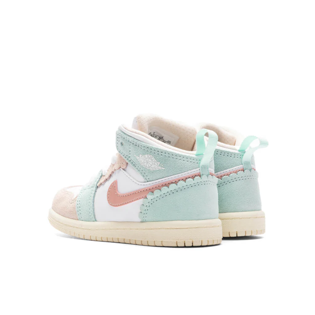 Air Jordan 1 Mid SE (TD) - White/Pink Oxford/Jade Ice - Image 3