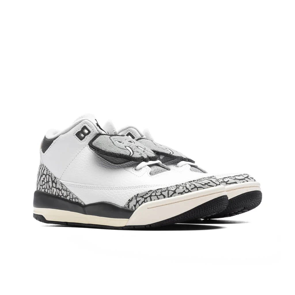Air Jordan 3 Retro Hide N Sneaks (PS) - White/Black/Iron - Image 2