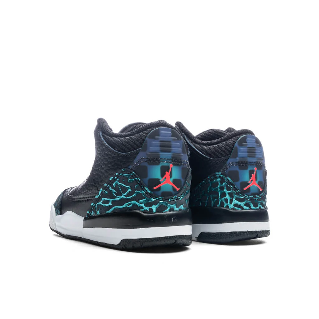 Air Jordan 3 Retro (TD) 'Moto' - Black/Siren Red/Hyper Jade - Image 3