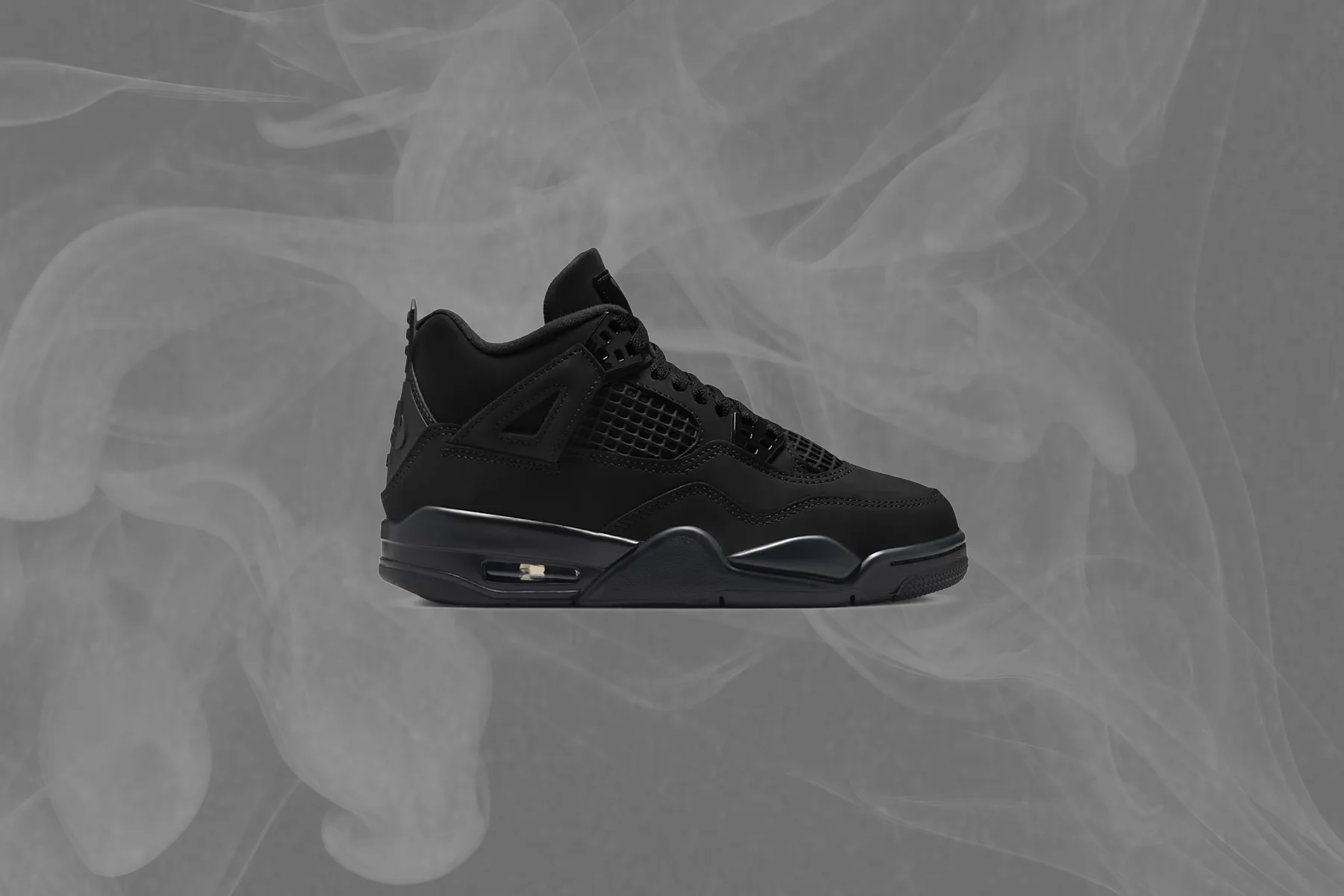 Air Jordan 4 Retro 'Black Cat' (GS) - Black/Light Graphite - Image 5