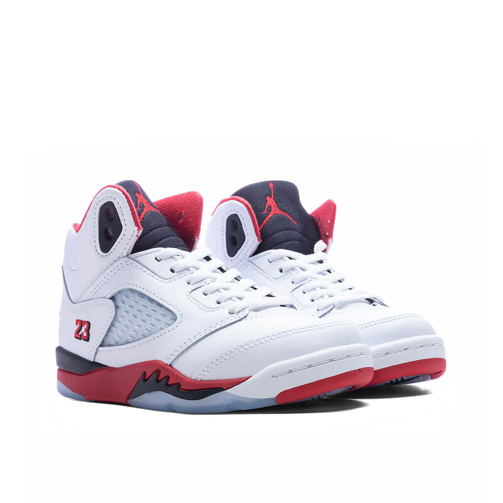Air Jordan 5 Retro OG Fire Red 'Black Tongue' (PS) - White/Fire Red/Black - Image 2