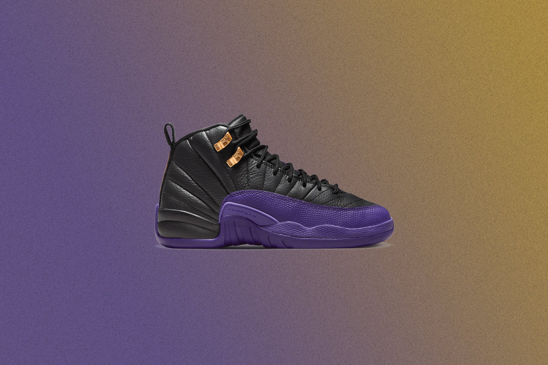 Jordan 12 Retro (GS) - Black/Field Purple/Metallic Gold - Image 5