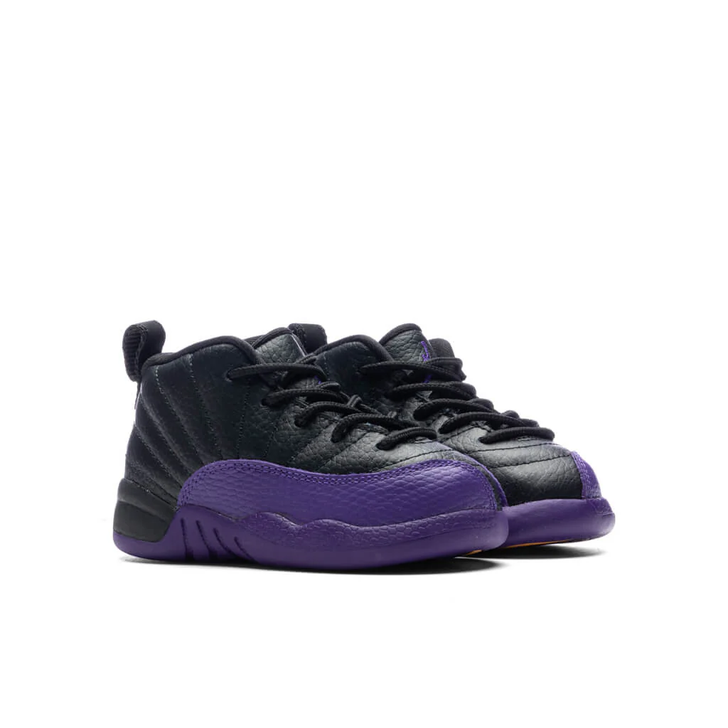 Jordan 12 Retro (TD) - Black/Field Purple/Metallic Gold - Image 2