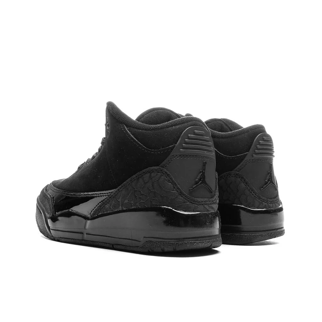 Air Jordan 3 Retro 'Black Cat' (PS) - Black/Dark Charcoal/White - Image 3