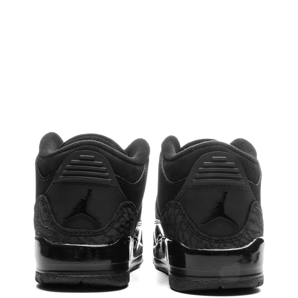 Air Jordan 3 Retro 'Black Cat' (PS) - Black/Dark Charcoal/White - Image 4