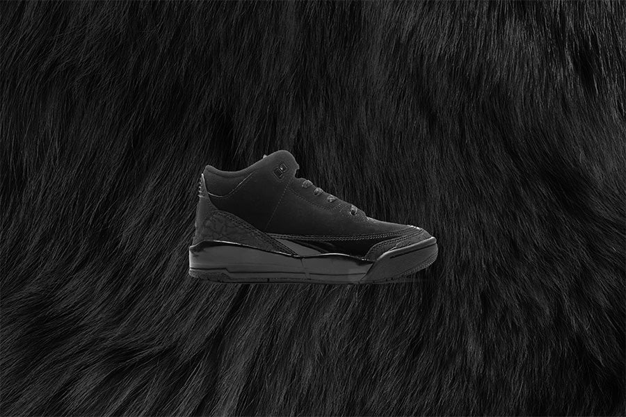 Air Jordan 3 Retro 'Black Cat' (PS) - Black/Dark Charcoal/White - Image 5