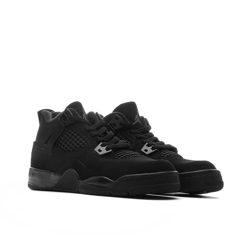 Air Jordan 4 Retro 'Black Cat' (PS) - Black/Light Graphite - Image 2