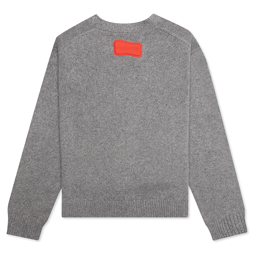Contrast Pocket Cardigan - Grey Melange - Image 2