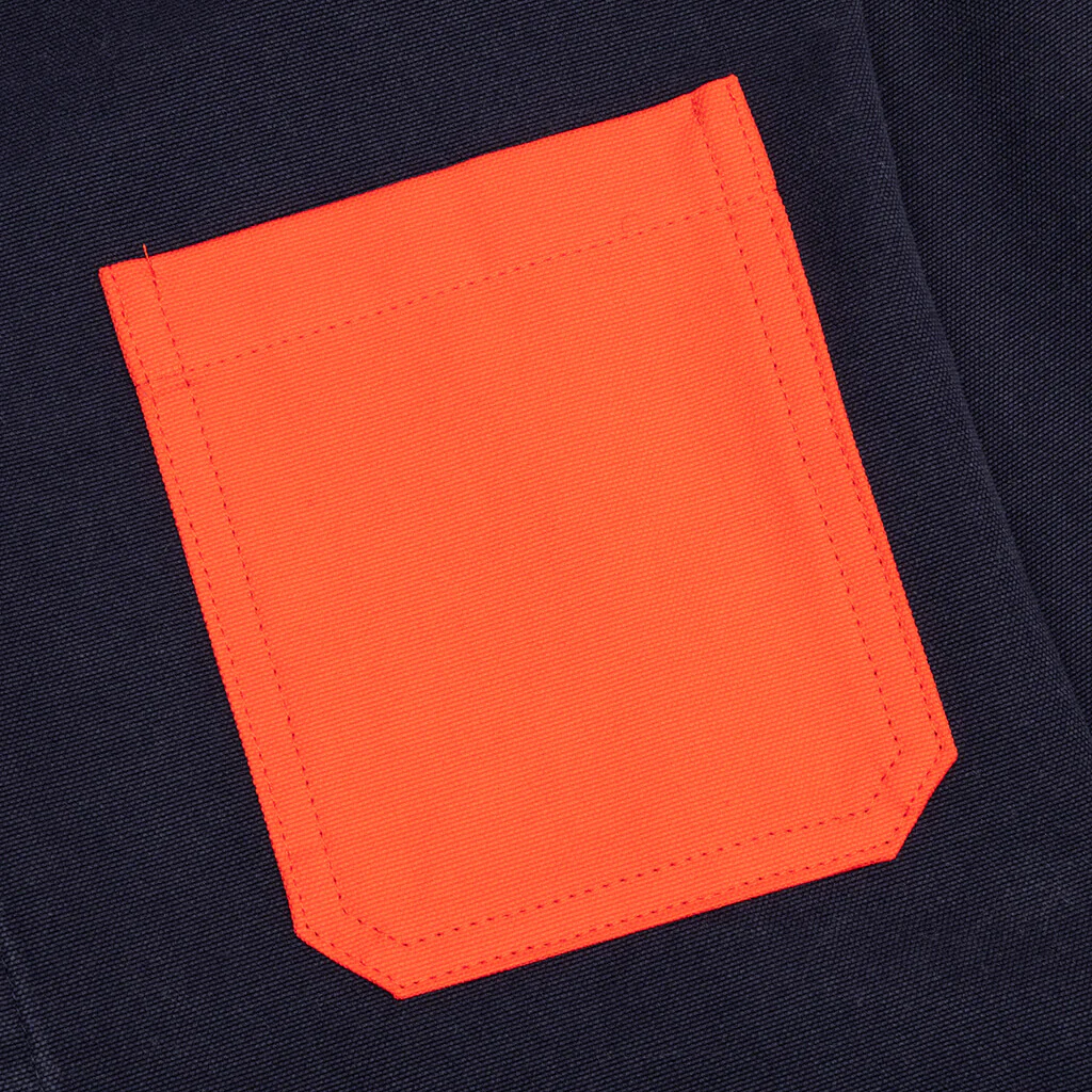 Chest Pocket Oversized Contrast Shirt - Navy - Image 3