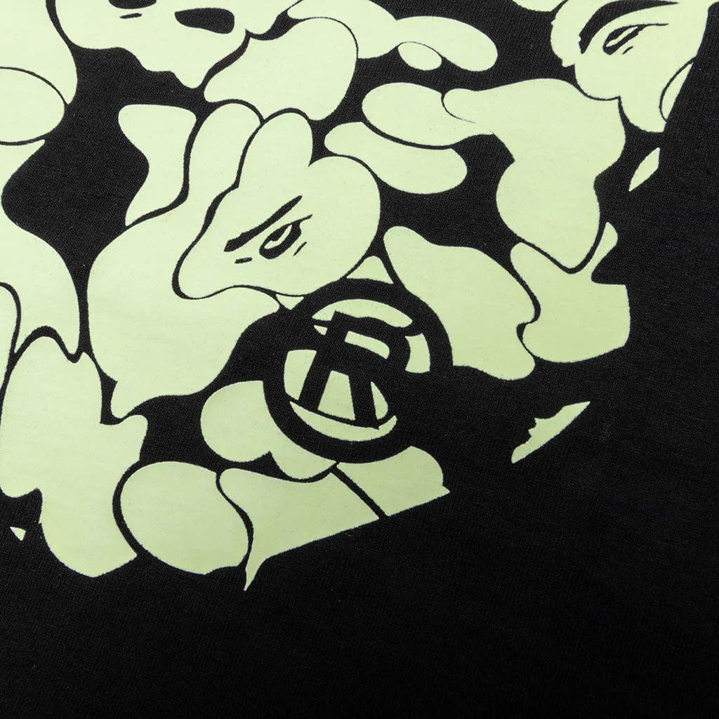 Kid's Glow in The Dark Camo Big Ape Head Tee - Black - Image 5