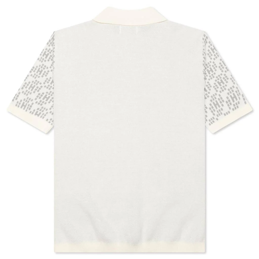 Knit H Pattern Polo - Bone - Image 2