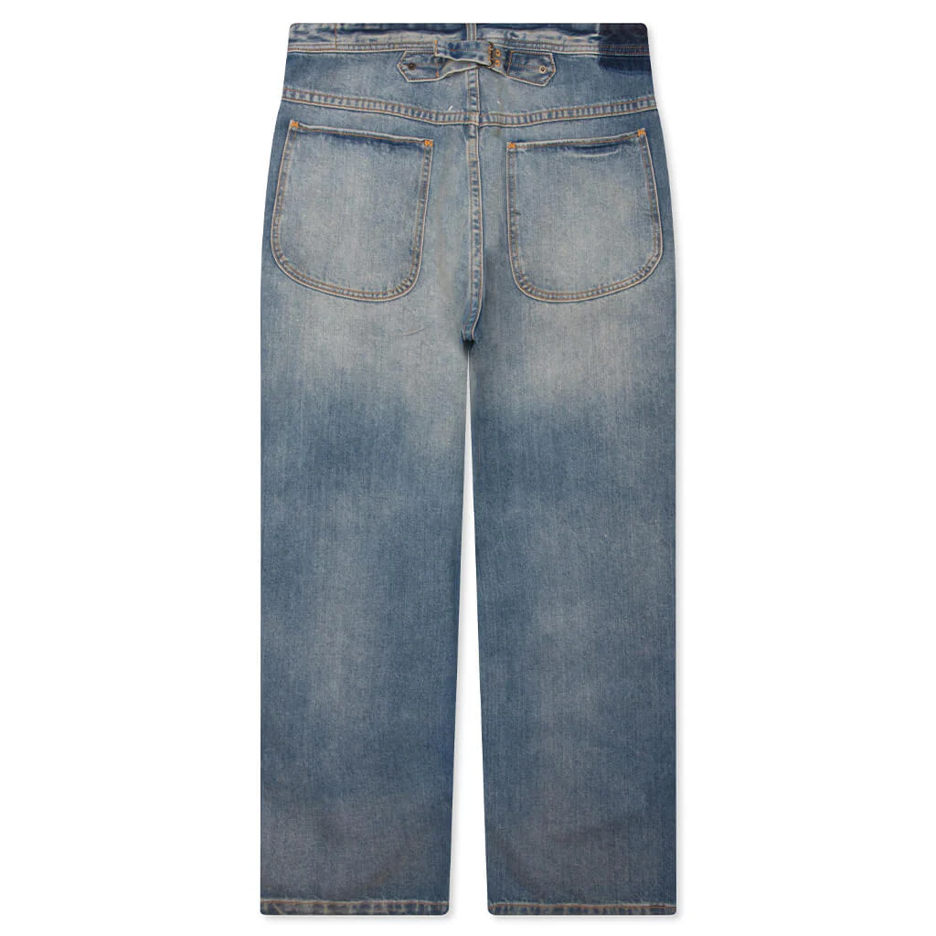 Straight Leg Cropped Jeans - Washed Blue - Image 2