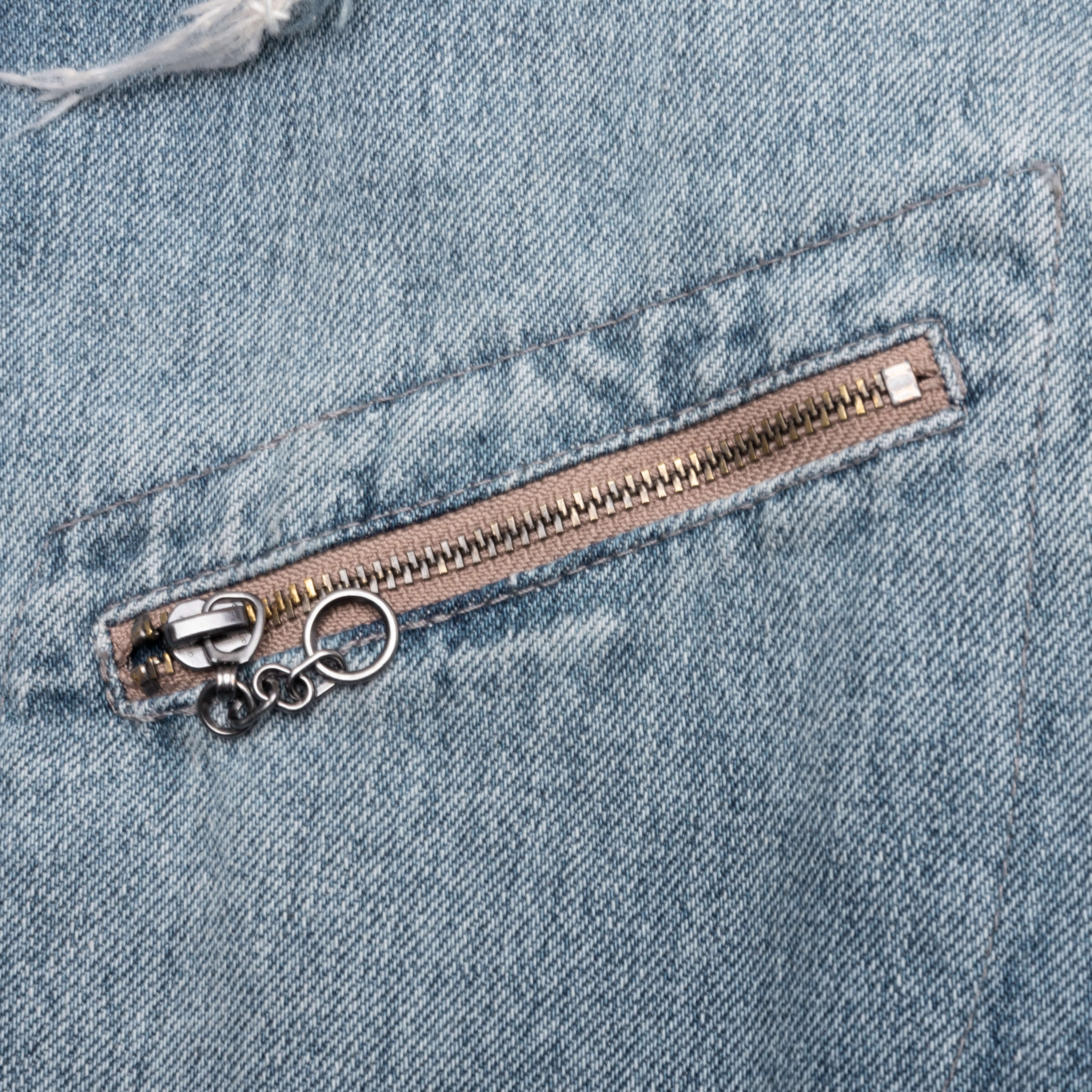 Denim Jacket with Corduroy Collar - Light Blue - Image 3