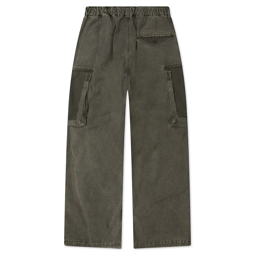 Cotton Satin Cargo Trousers - Dark Green - Image 2