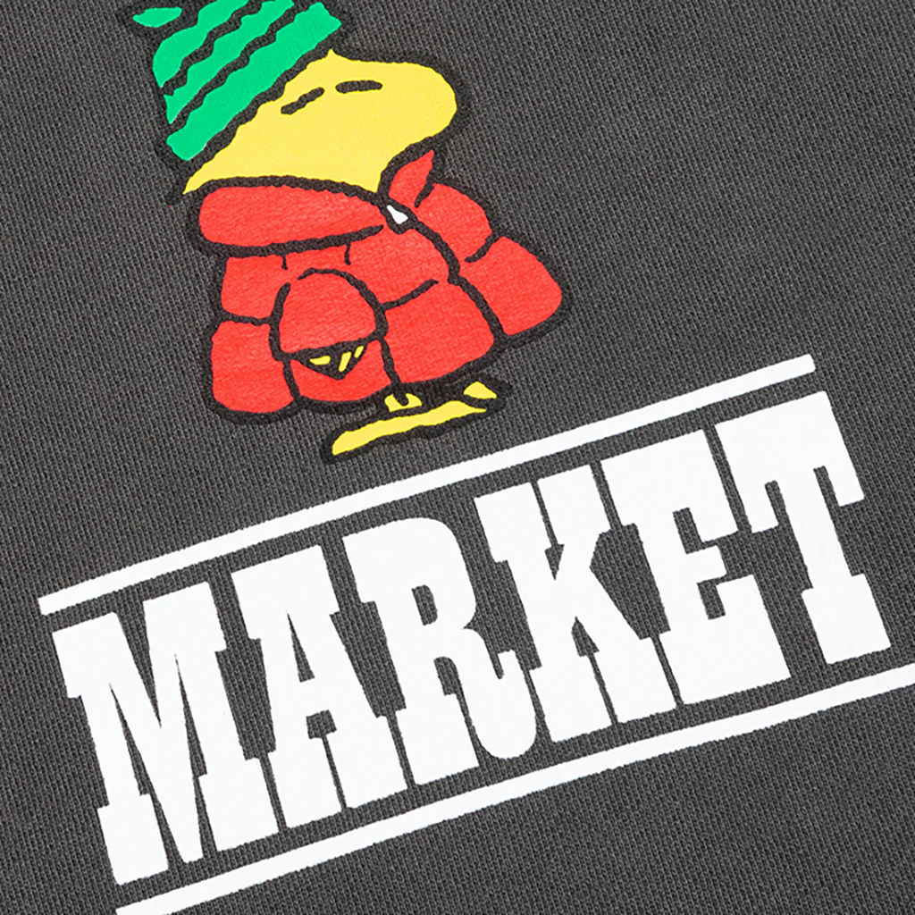 Peanuts Puffer Hoody - Washed Black - Image 3