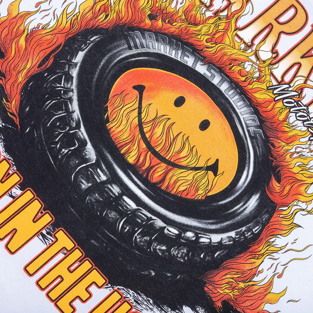 Smiley Burnt Rubber T-Shirt - White - Image 4