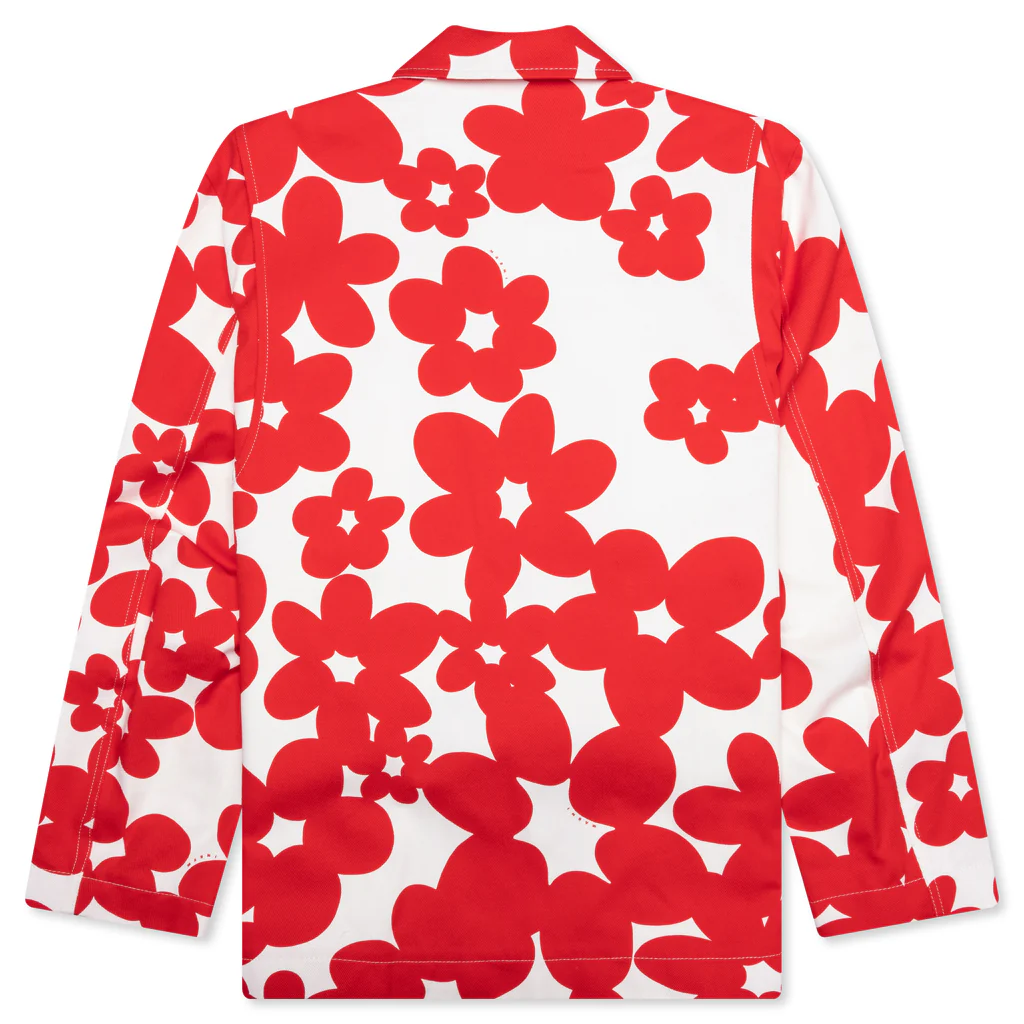 Red and White Dillies Print Jacket - Crimson - Image 2