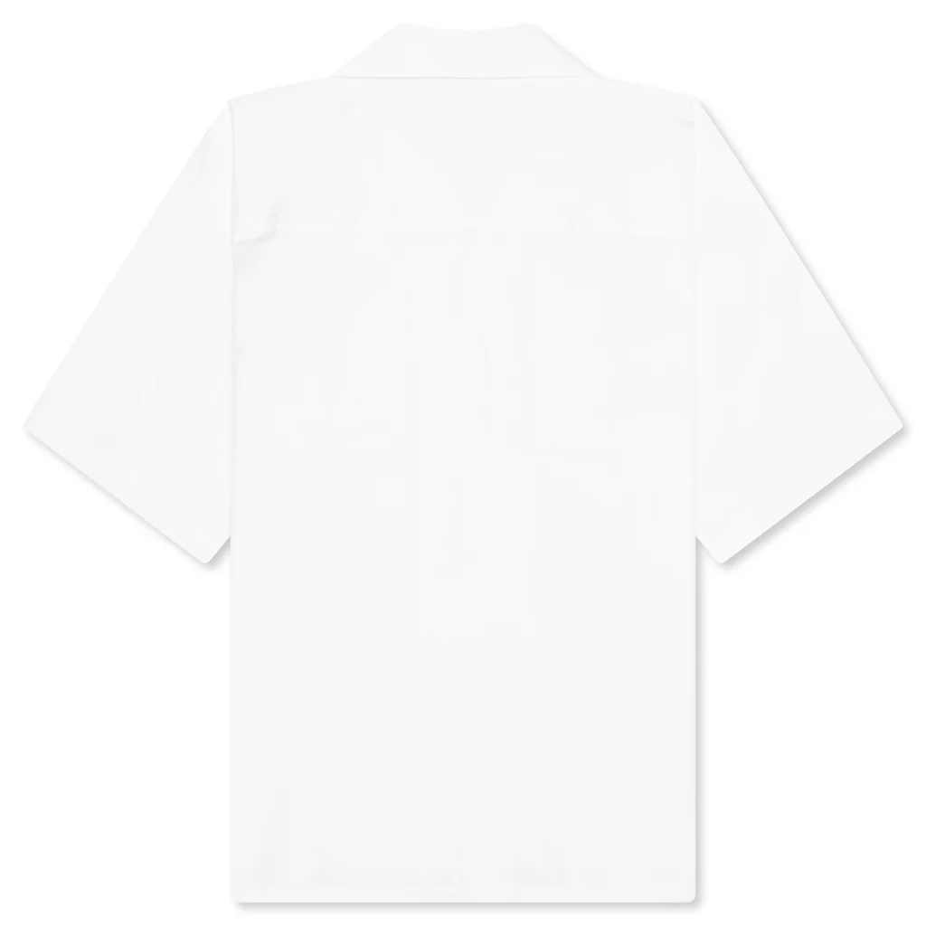 White Organic Poplin Bowling Shirt with Flower Patch - Lily White - Image 2