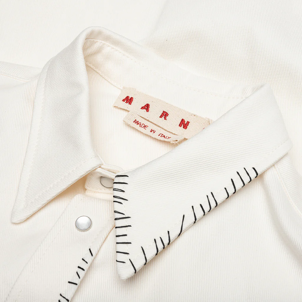 White Drill Shirt With Mending - Lily White - Image 3