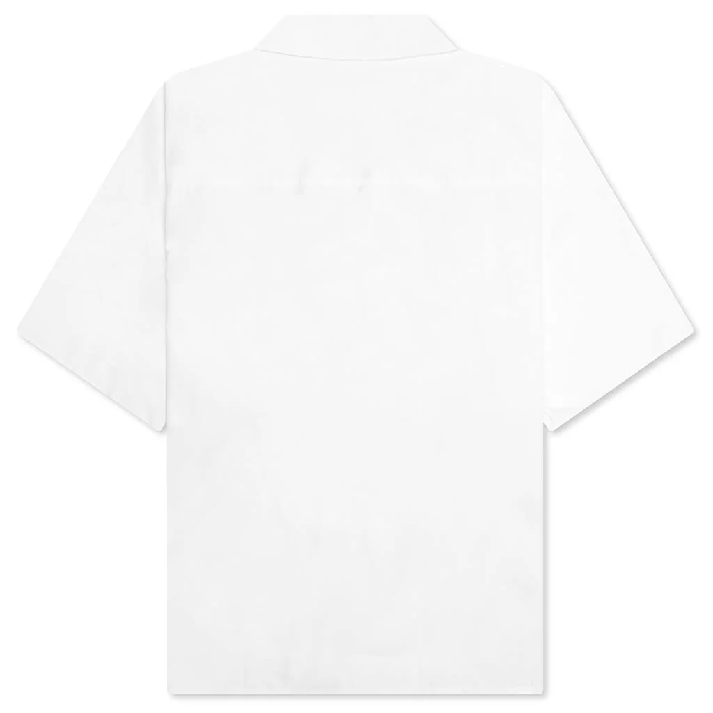 Poplin Bowling Shirt with Mended Patch - Lily White - Image 2