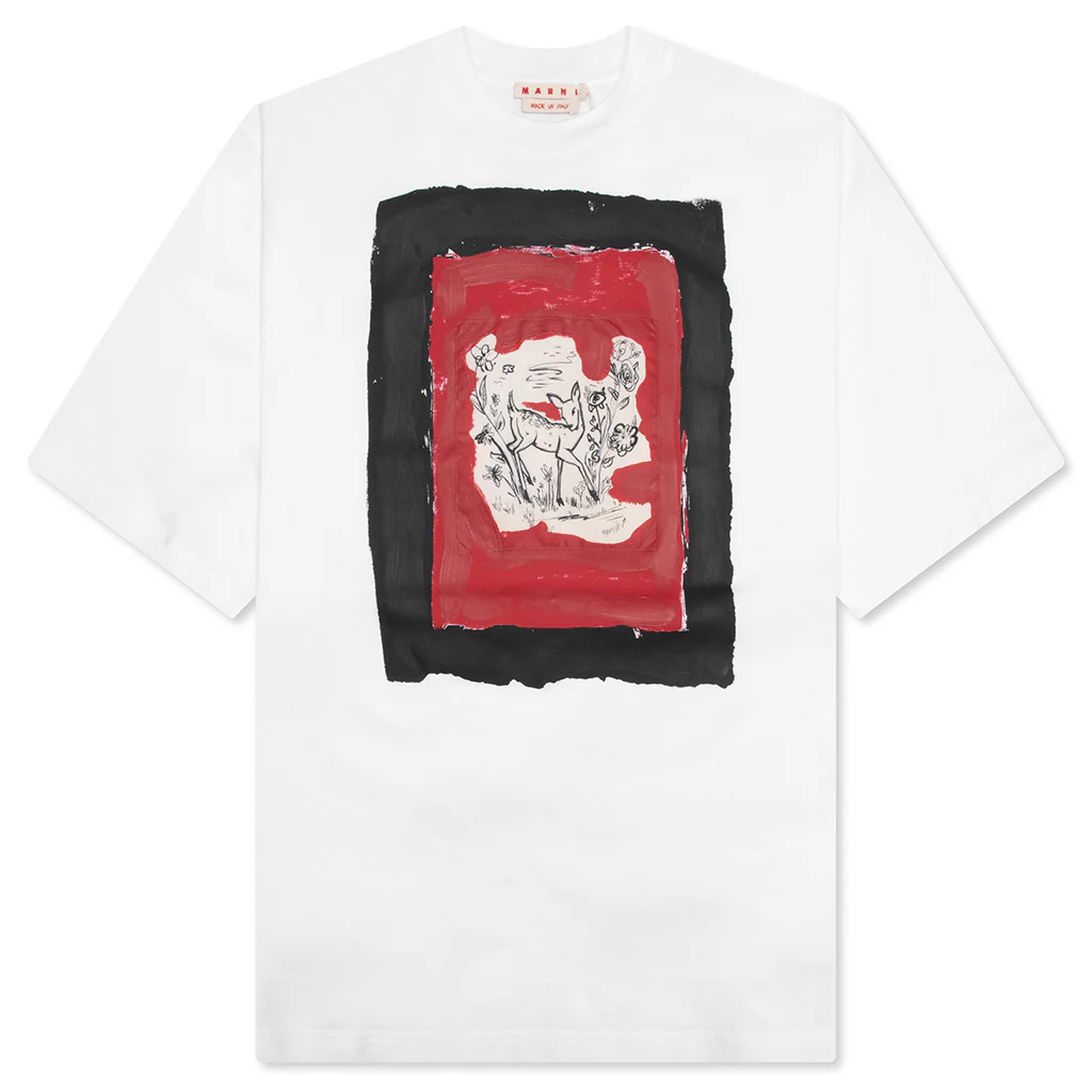 Cotton T-Shirt with Dante Patch - Lily White