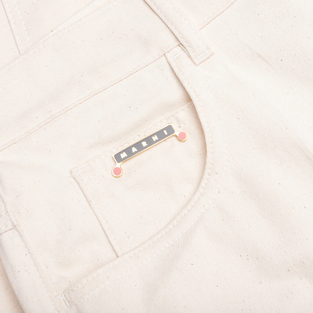 Cream Denim Shorts with Trunakaroo Plaque - Bone - Image 3