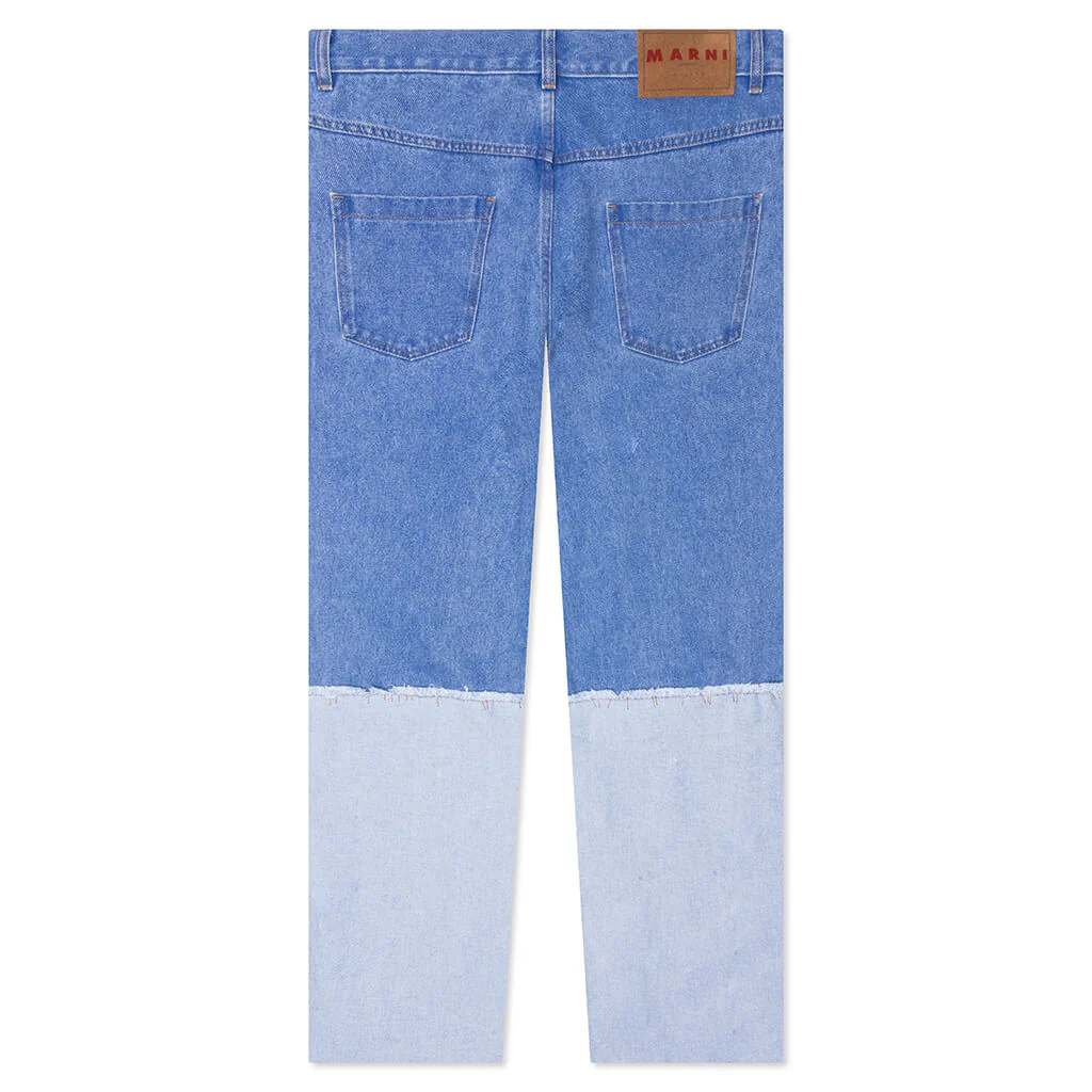 Wide Leg Blue Jeans With High Turn-Up - Cobalt - Image 2