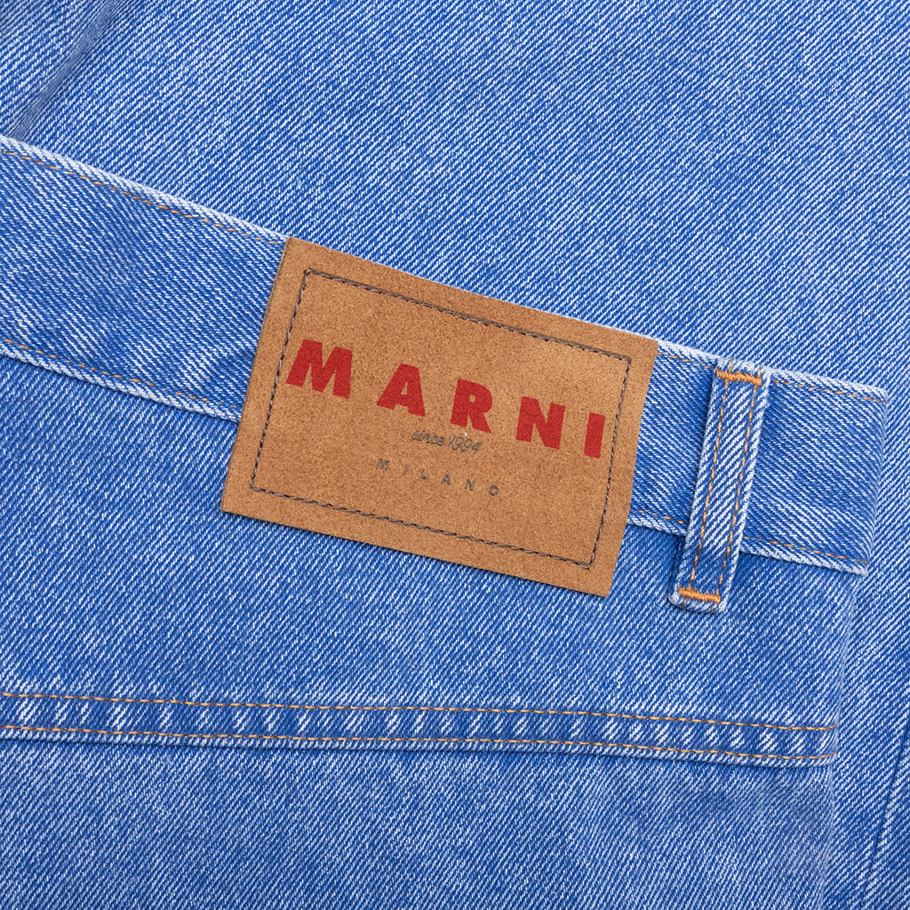 Wide Leg Blue Jeans With High Turn-Up - Cobalt - Image 3