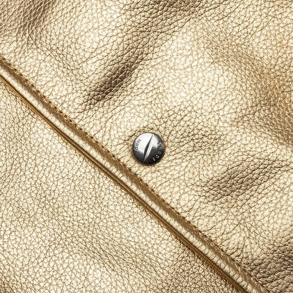 Metallic Leather Bomber - Gold - Image 5