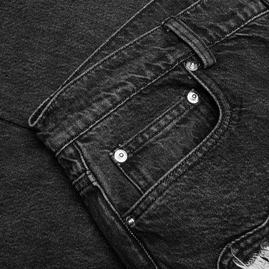 Heart Patchwork Jeans - Heart Charcoal Wash - Image 3
