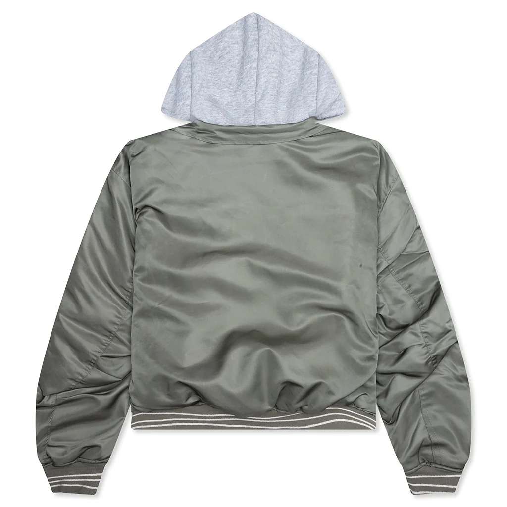 Nylon Hooded Bomber - Army Green - Image 2