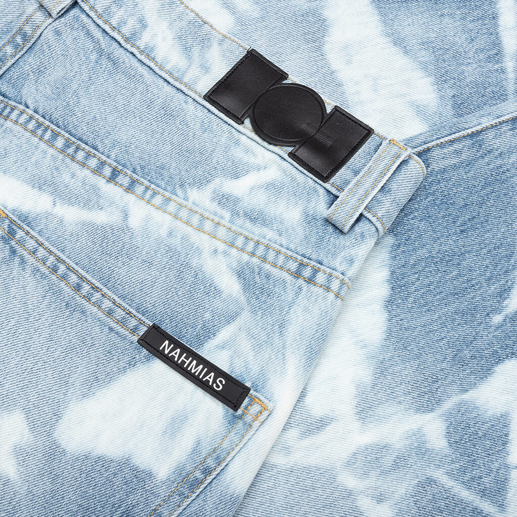 Patterned Bleach Baggy Jeans - Light Wash - Image 4
