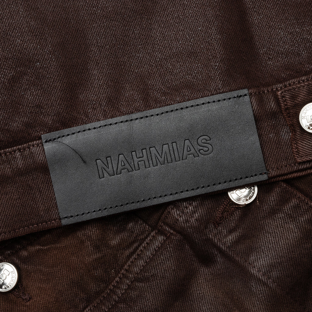 Waxed Denim Trucker Jacket - Brown Wash - Image 5