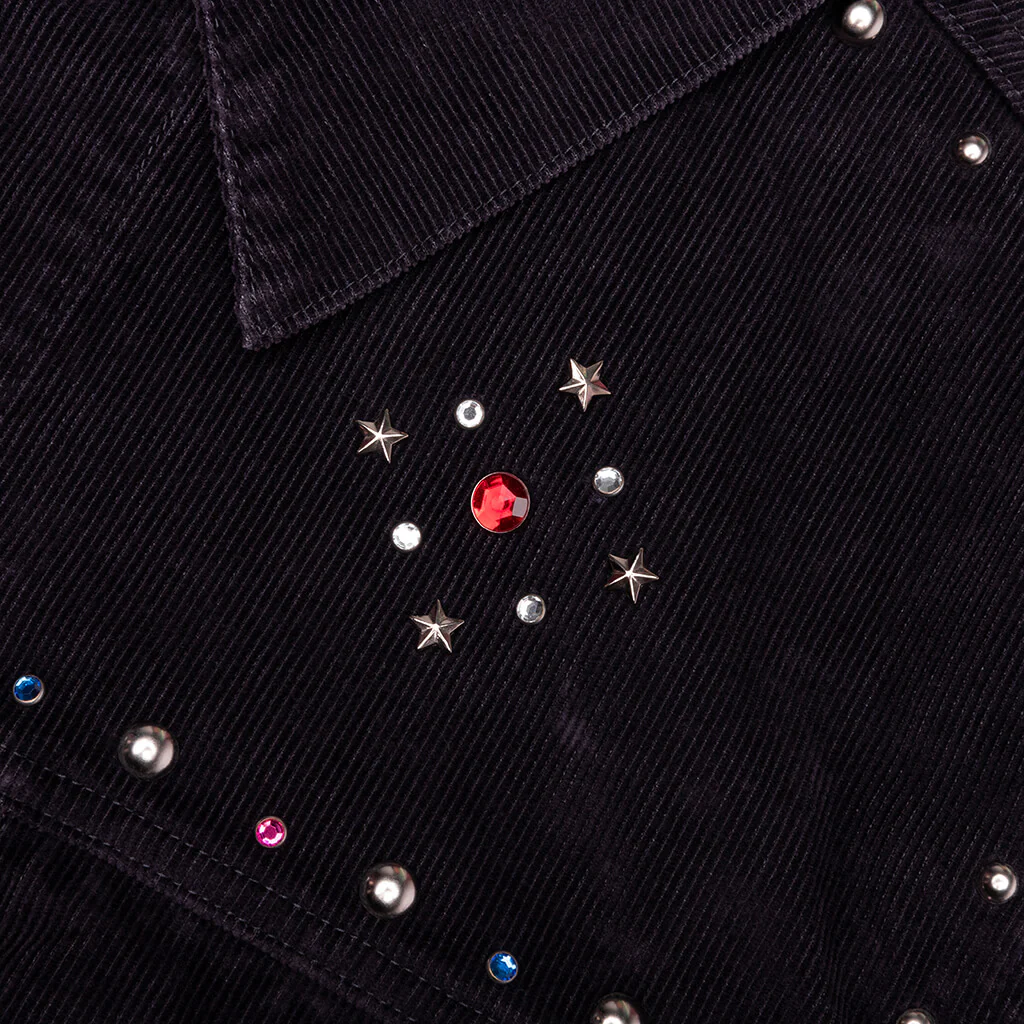 14W Corduroy Studded Jean Jacket - Black - Image 3