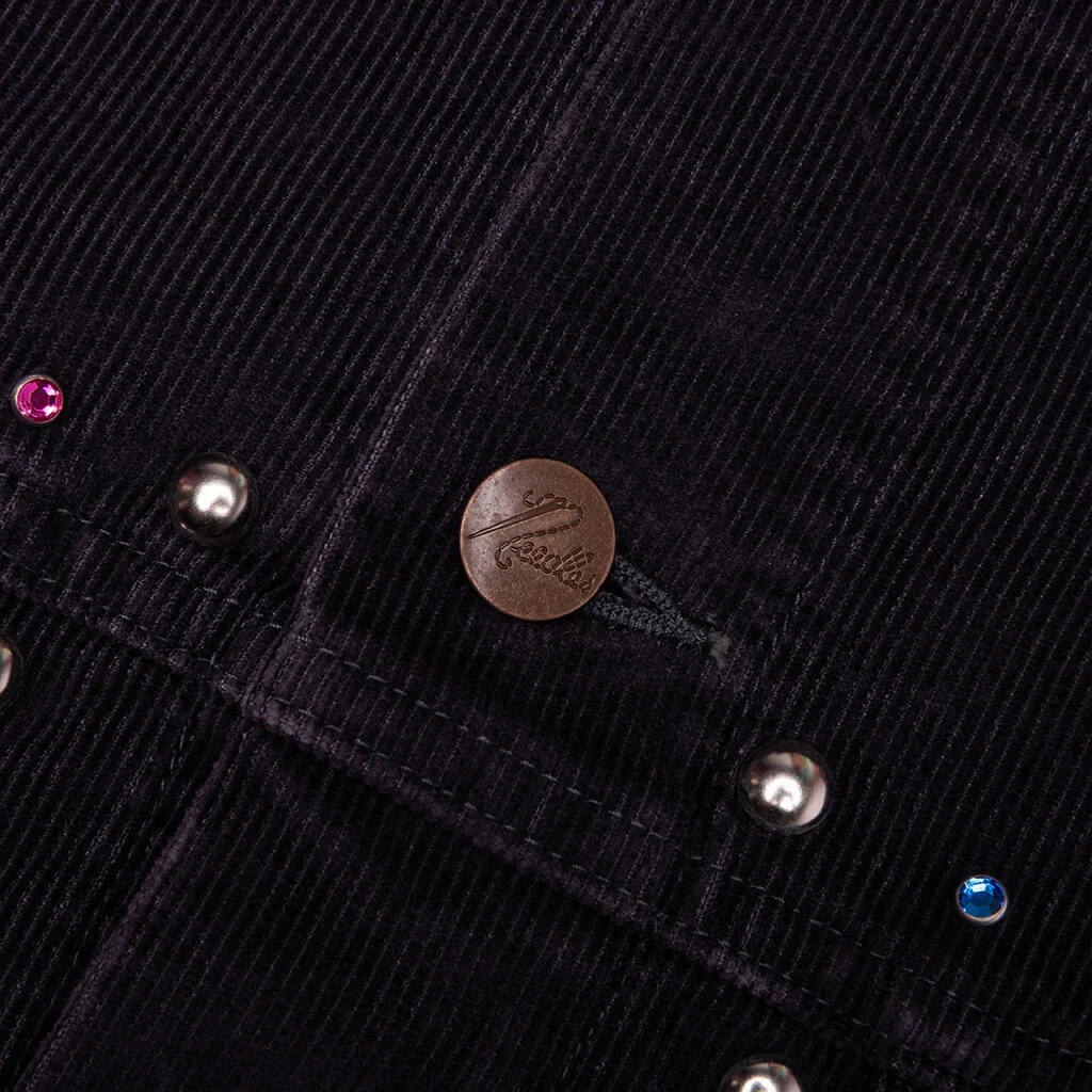 14W Corduroy Studded Jean Jacket - Black - Image 5