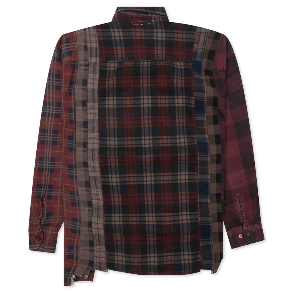 Flannel Shirt 7 Cuts Shirt Over Dye  - Brown - Image 2