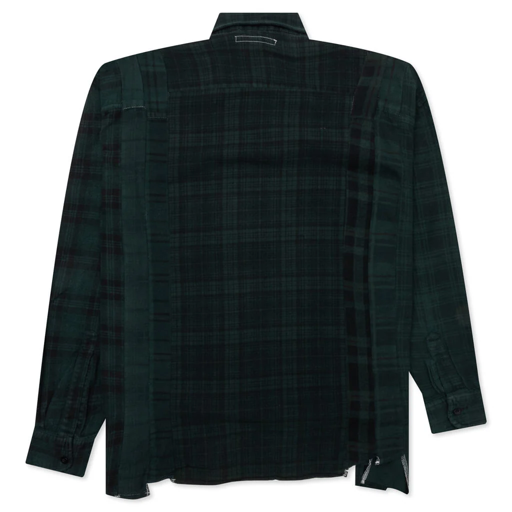 Flannel Shirt 7 Cuts Shirt Over Dye - Green - Image 2