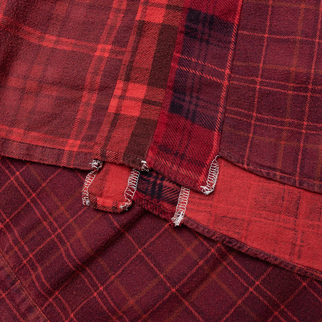 Flannel Shirt 7 Cuts Shirt Over Dye - Red - Image 5
