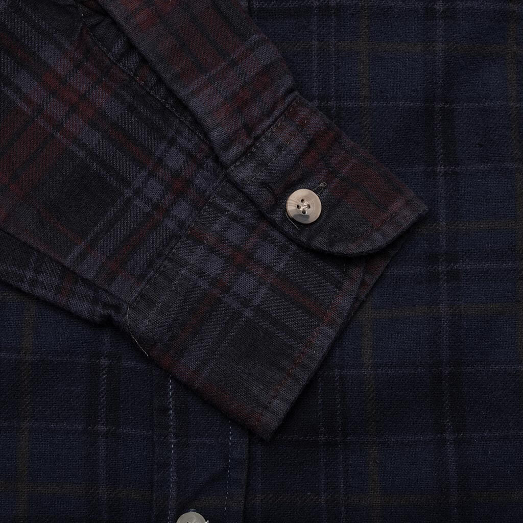 Flannel Shirt 7 Cuts Zipped Wide Shirt Over Dye - Purple - Image 4