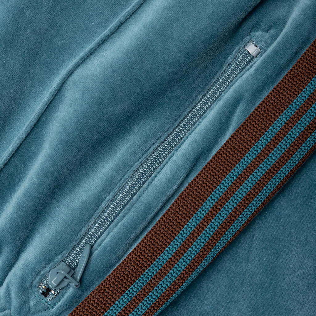 Narrow Track Pant C/PE Velour - Blue/Grey - Image 4