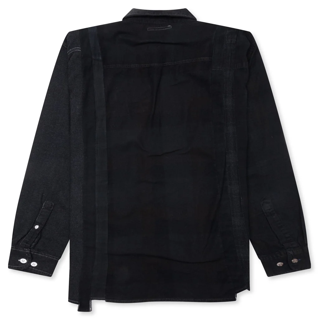 Over Dye 7 Cuts Wide Shirt - Black - Image 2