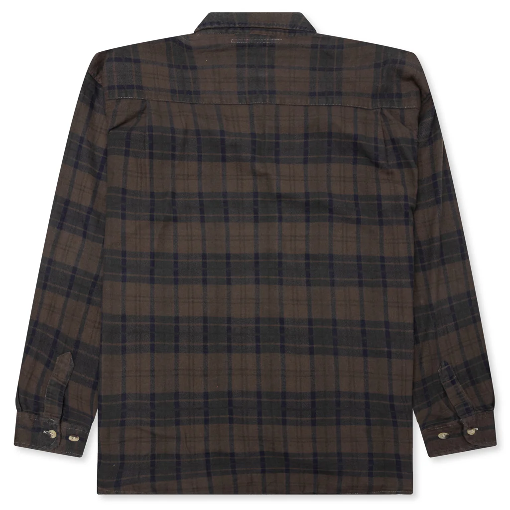 Over Dyed Ribbon Shirt - Brown - Image 2