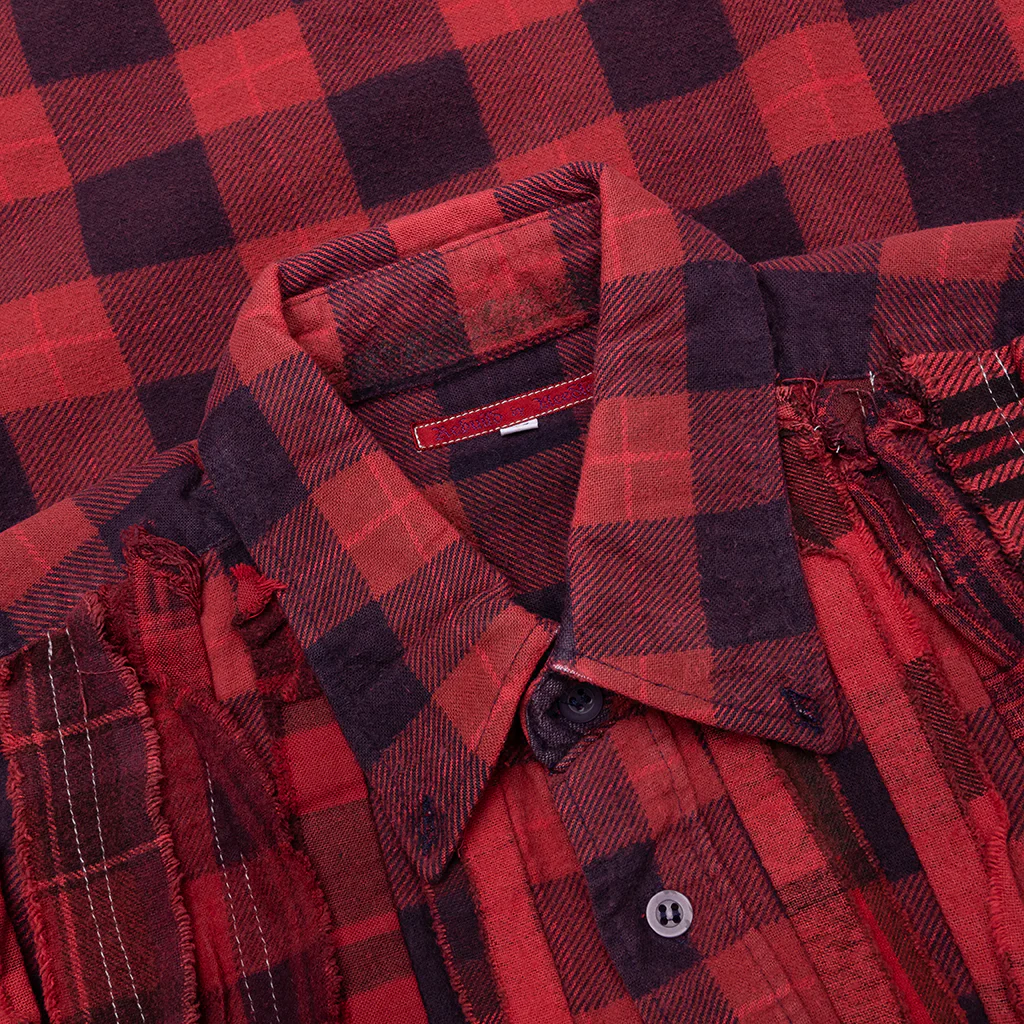 Over Dyed Ribbon Shirt - Red - Image 3